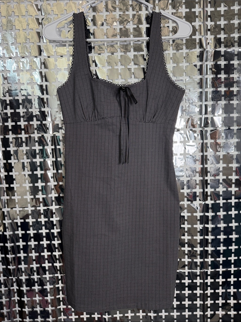 Workshop Republic Clothing Gray Mini Dress with Subtle Pinstripe